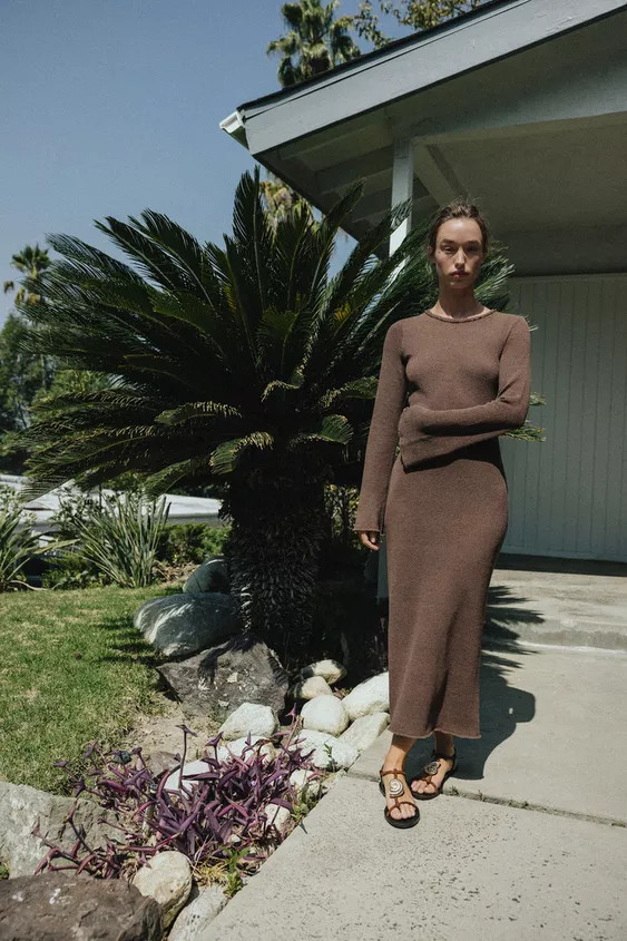 TEXTURED LONG DRESS | Zara US