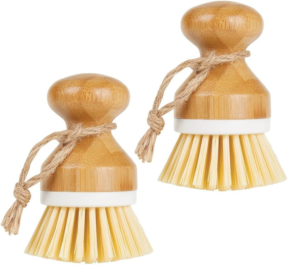 mDesign Bamboo Non-Scratch Scrub Cleaning Brush, Dishes Scrubber for Kitchen, Bathroom - Perfect ... | Amazon (US)