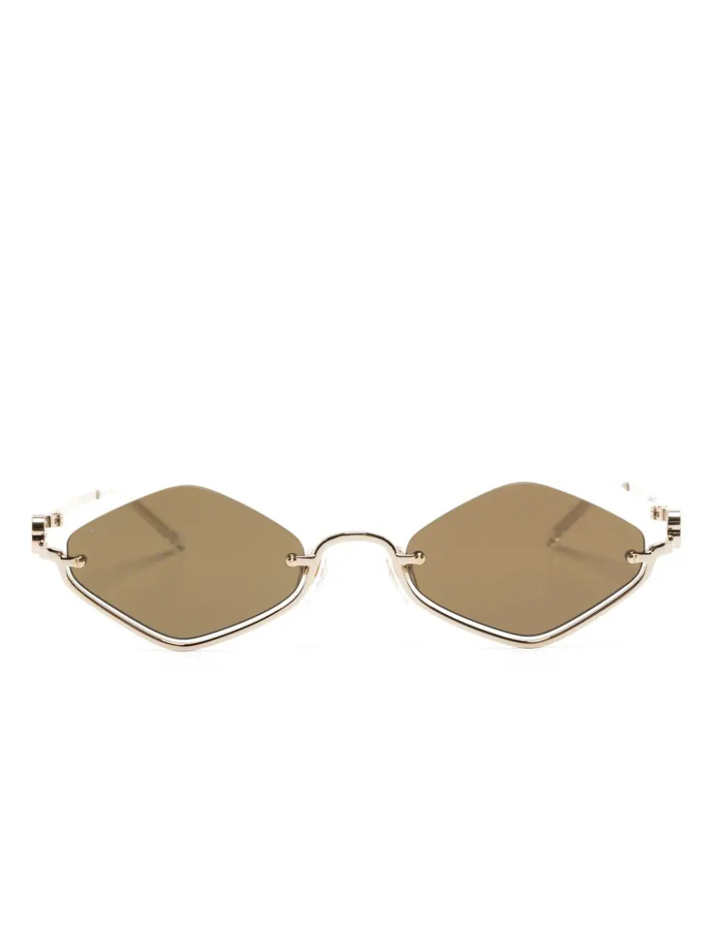 Gucci Eyewear Double G geometric-frame sunglasses - Gold | Farfetch Global