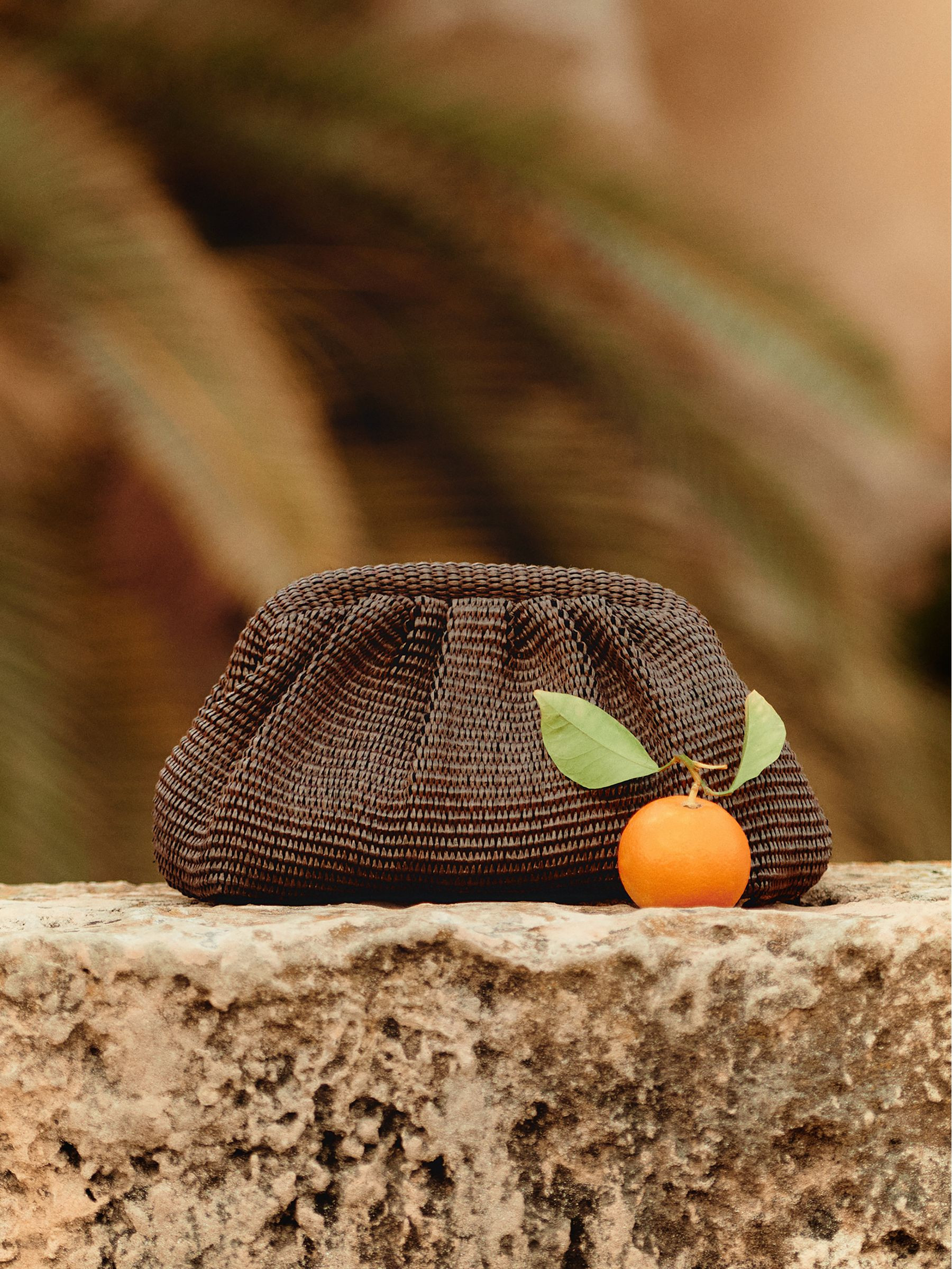 Raffia Clutch Bag in Chocolate | Reiss UK