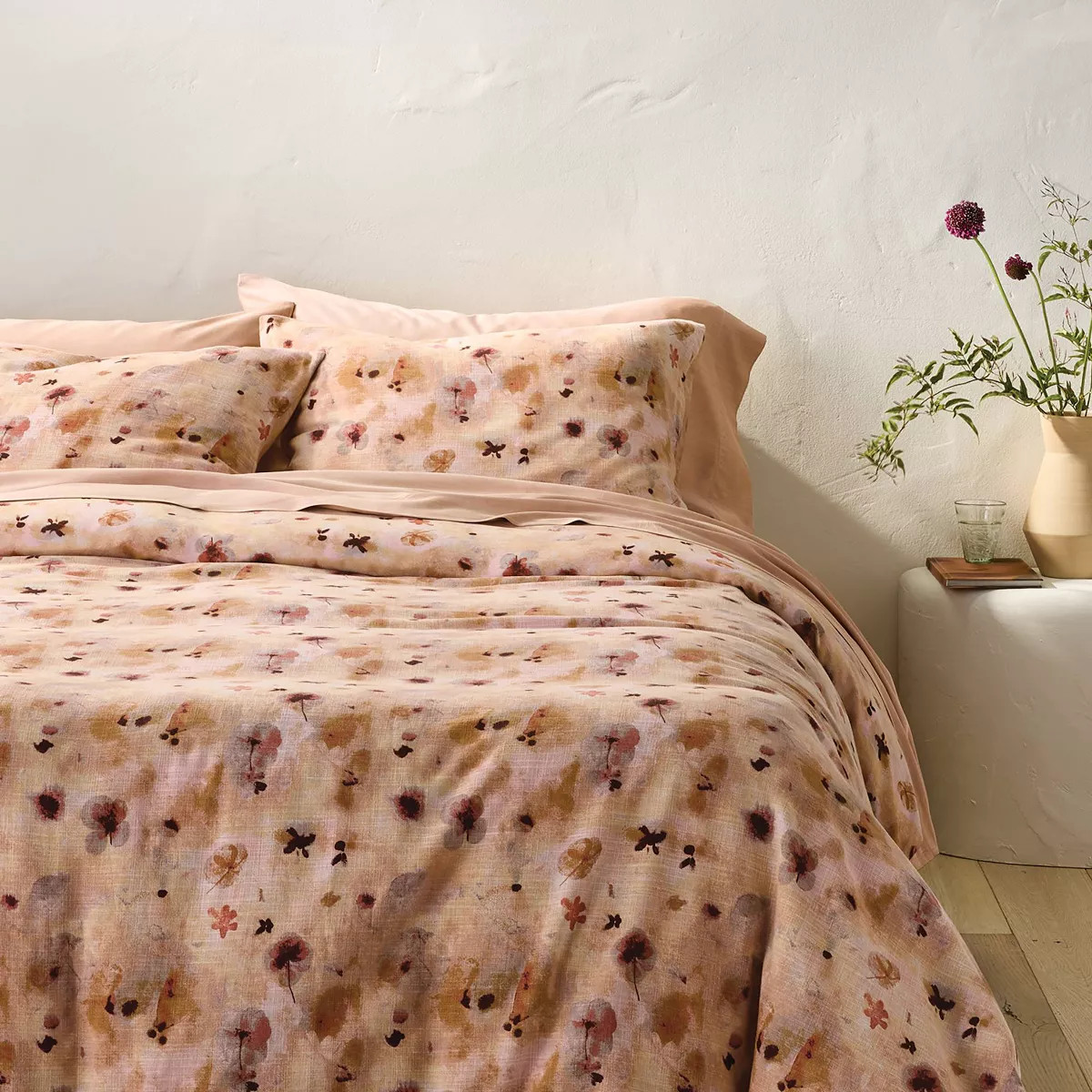 Heavyweight Linen Blend Duvet Cover and Sham Set Pressed Floral Print - Casaluna™ | Target