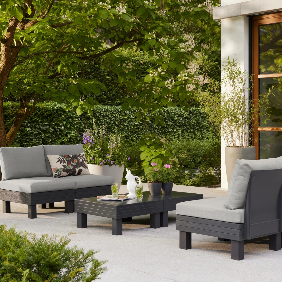 Keter Elements x2 Seater Sofa's with Table - Graphite | Wayfair UK