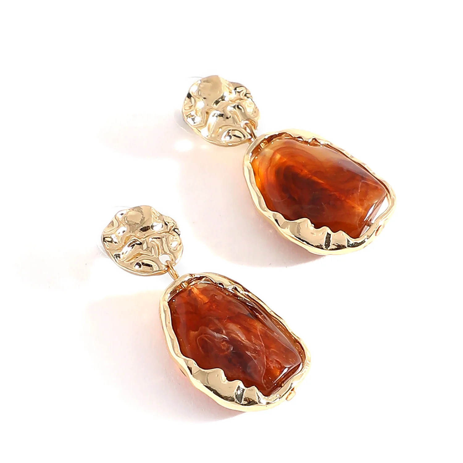 Brown Color Brown Stone Gold Plated Drop Earrings For Women's | Shop Simon