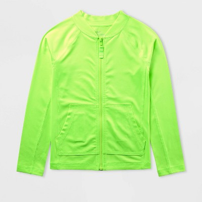 Kids' Adaptive Long Sleeve Rash Guard Top - Cat & Jack™ Lime Green XL | Target