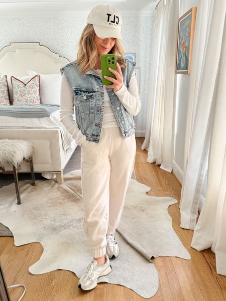 My January - March uniform! Normally I don’t splurge on items like this denim vest, but it’s a staple that I wear on repeat! Over dresses, over blouses, sweatshirts, T-shirts! Lots of wear out of this! Everything is linked - pants are old Target but I linked similar! 

#LTKshoecrush #LTKover40 #LTKstyletip