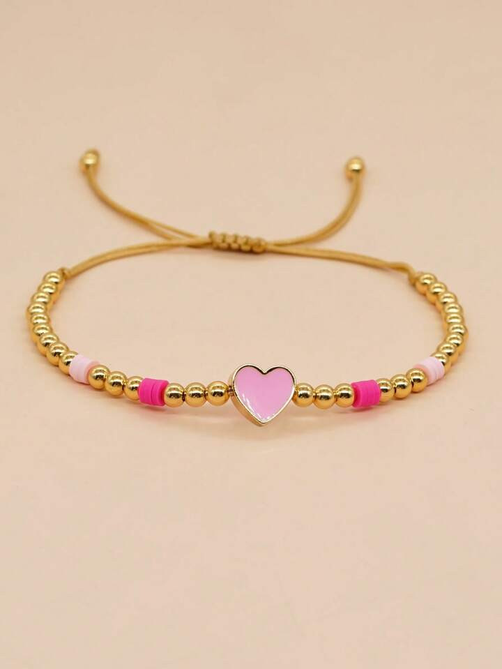 1pc Fashion Copper Alloy Heart Decor String Bracelet For Women For Daily Decoration | SHEIN