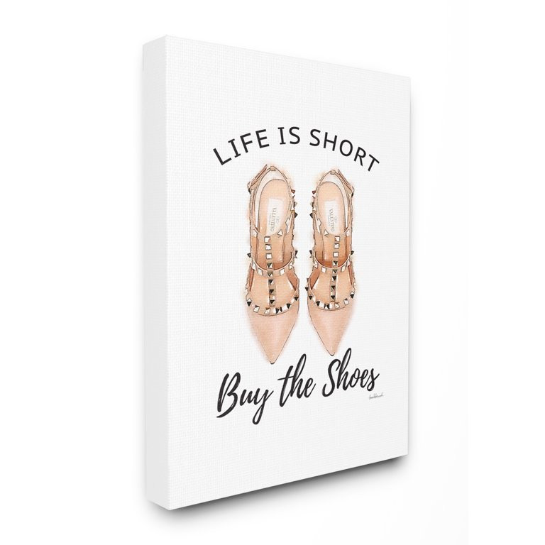 The Stupell Home Decor Collection Black and Peach Pink Life Is Short Buy The Shoes Typography Str... | Walmart (US)