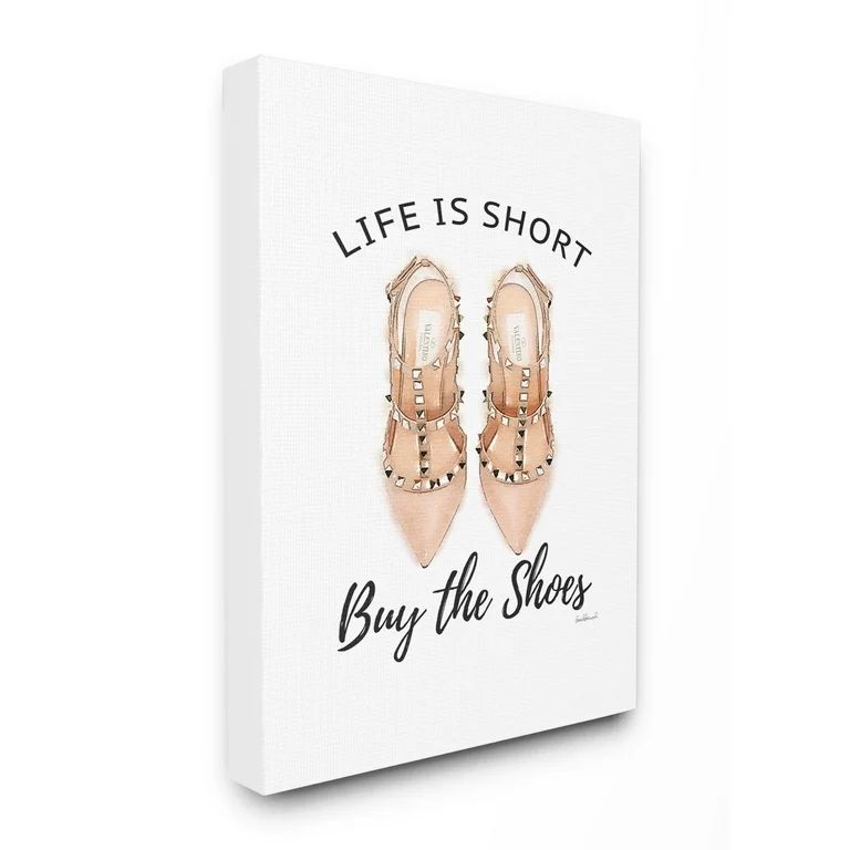 The Stupell Home Decor Collection Black and Peach Pink Life Is Short Buy The Shoes Typography Str... | Walmart (US)