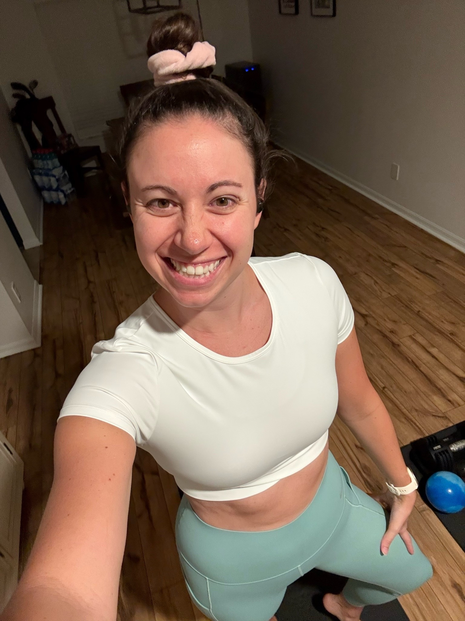 Getting a 30 min Pilates class in wearing this cropped tee from Halara and Nike leggings! I am obsessed with the cropped tee and I have my finger crossed they get more colors! I am a huge fan of all Nike universa leggings too! Both fit true to size!

#LTKActive #LTKmorningroutine #LTKfitnessgoals