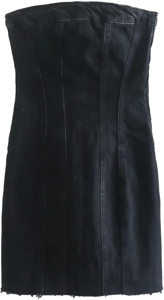 Fronage Women's Sexy Jeans Denim Strapless Dresses Bodycon Corset Tube Mini Dress | Amazon (US)