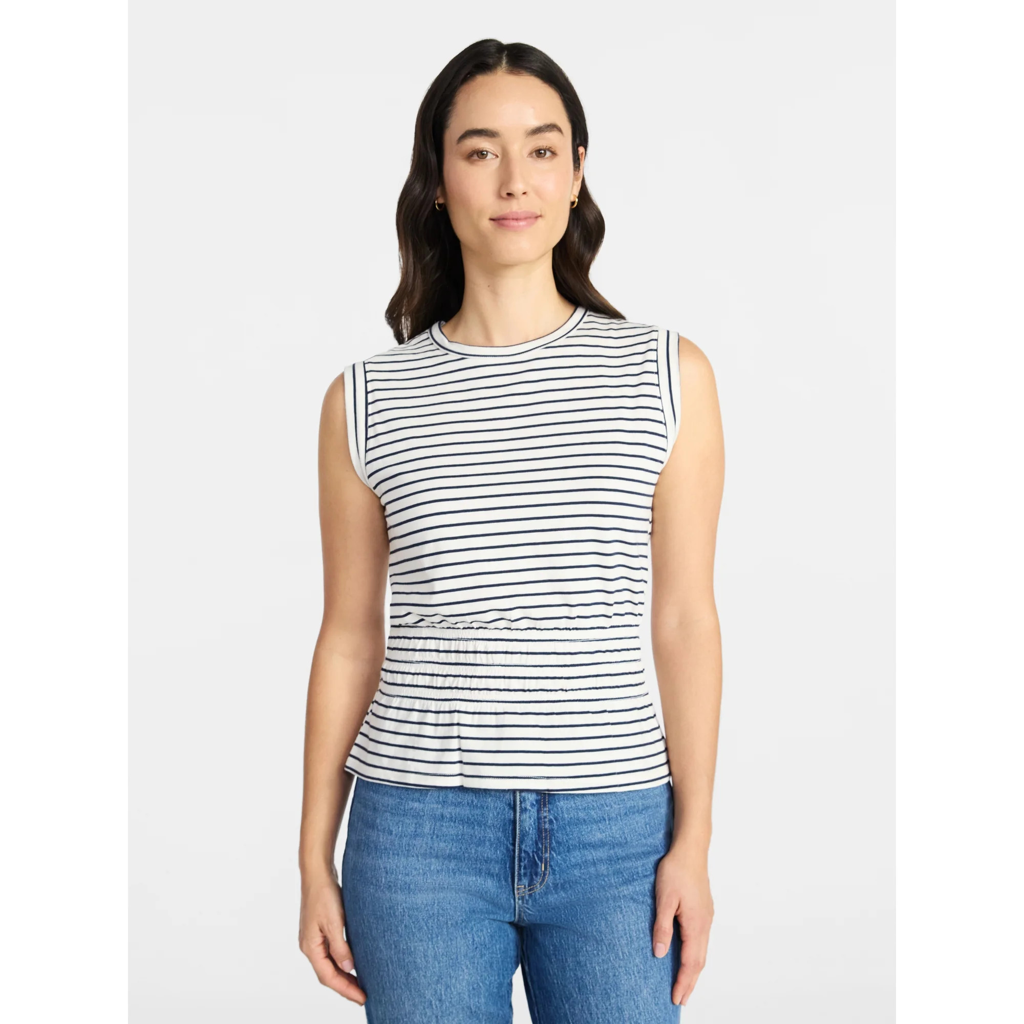 Time and Tru Women's Cotton Peplum Tank Top, Sizes XS-XXXL | Walmart (US)