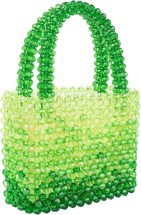 Women Acrylic Purse Mini Beaded Evening Handbags Handmade Gradient Transparent Blue Beads Tote Ba... | Amazon (US)