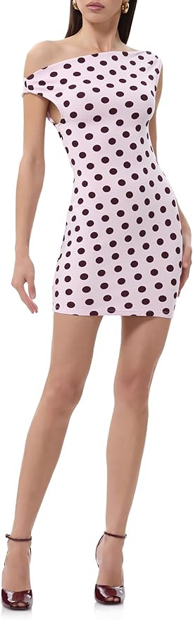 Amazon.com: AFRM Women's Agni Off The Shoulder Mini Bodycon Party Dress, Rose Dot, Medium : Cloth... | Amazon (US)