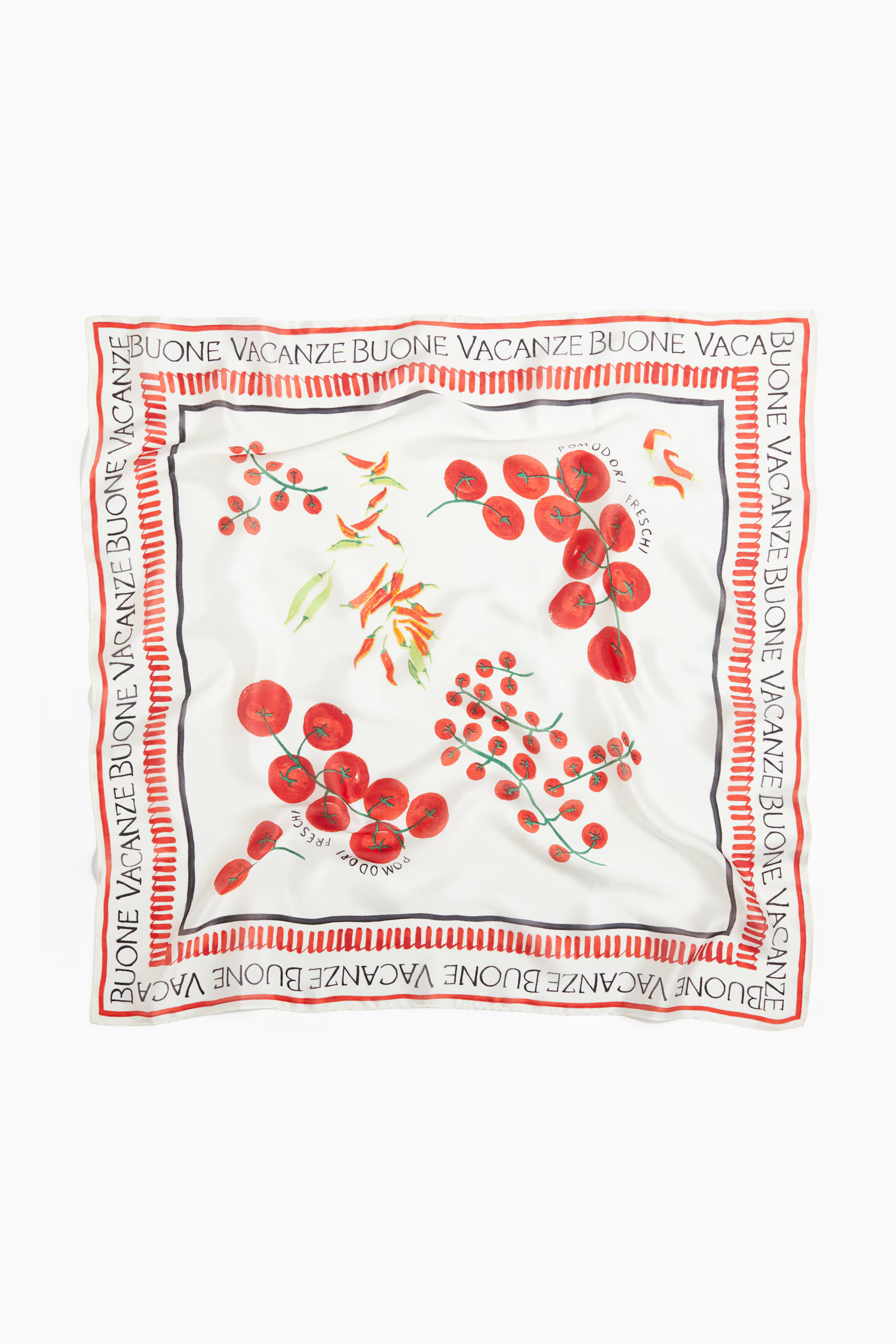 Printed Satin Scarf - White/tomatoes - Ladies | H&M US | H&M (US + CA)