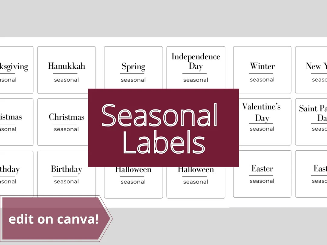 Holiday Storage Labels, Editable Holiday Labels, Holiday Organization, Editable Seasonal Storage ... | Etsy (US)