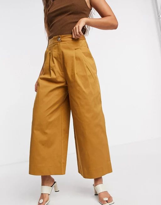 Selected Milla high waist wide leg pants in brown | ASOS (Global)
