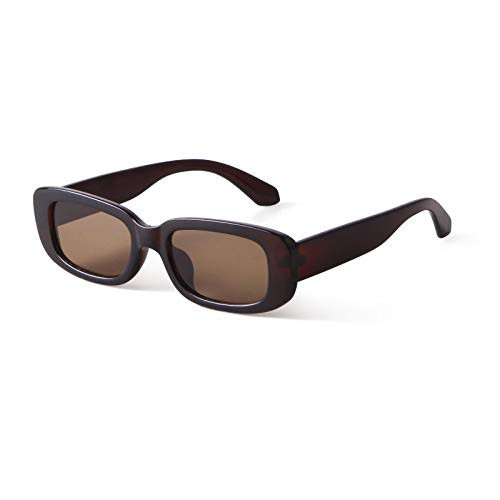 ADE WU Rectangle Sunglasses for Women Men Retro 90s Vintage Brown Frame Brown Lenses Sun Glasses Y2K | Amazon (US)