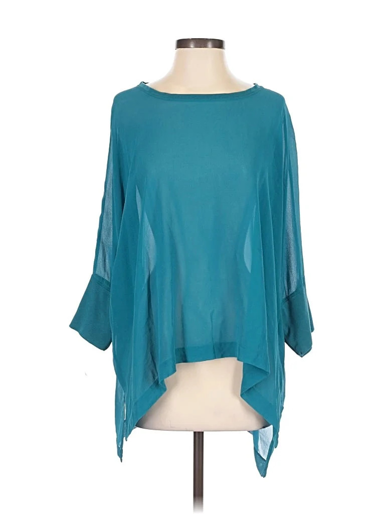 Eileen Fisher 100% Silk Teal 3/4 Sleeve Silk Top Size 0 - 75% off | ThredUp (US)
