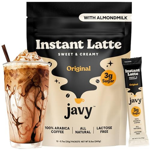 Javy Instant Latte - Instant Coffee Packets - 100% Arabica Coffee - Zero Artificial Flavors & Sweeteners - Enjoy Hot or Cold - Just Add Water, 12 single servings per bag | Amazon (US)
