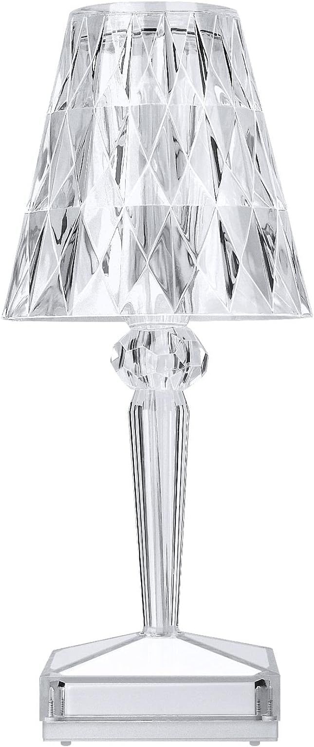 Crystal Table Lamp, ZHUOVERCI Battery Operated Lamp with 3-Way Dimmable Color,Acrylic Touch Contr... | Amazon (US)