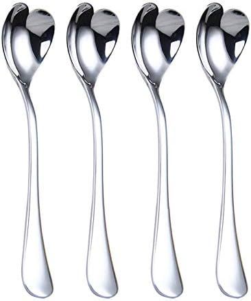 HISSF Heart Shaped Spoons, 18/10 Stainless Steel Spoon Set 4 Pack, 6.7 inches, Dessert Spoon, Ice... | Amazon (US)