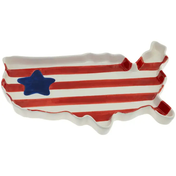 USA Flag Shaped Ceramic Plate | Ellie and Piper