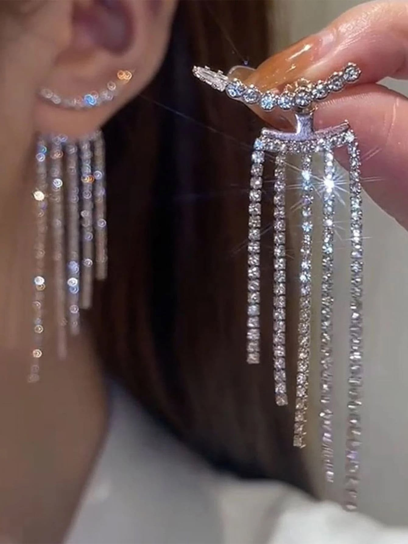 Rhinestone Tassel Drop Earrings | SHEIN