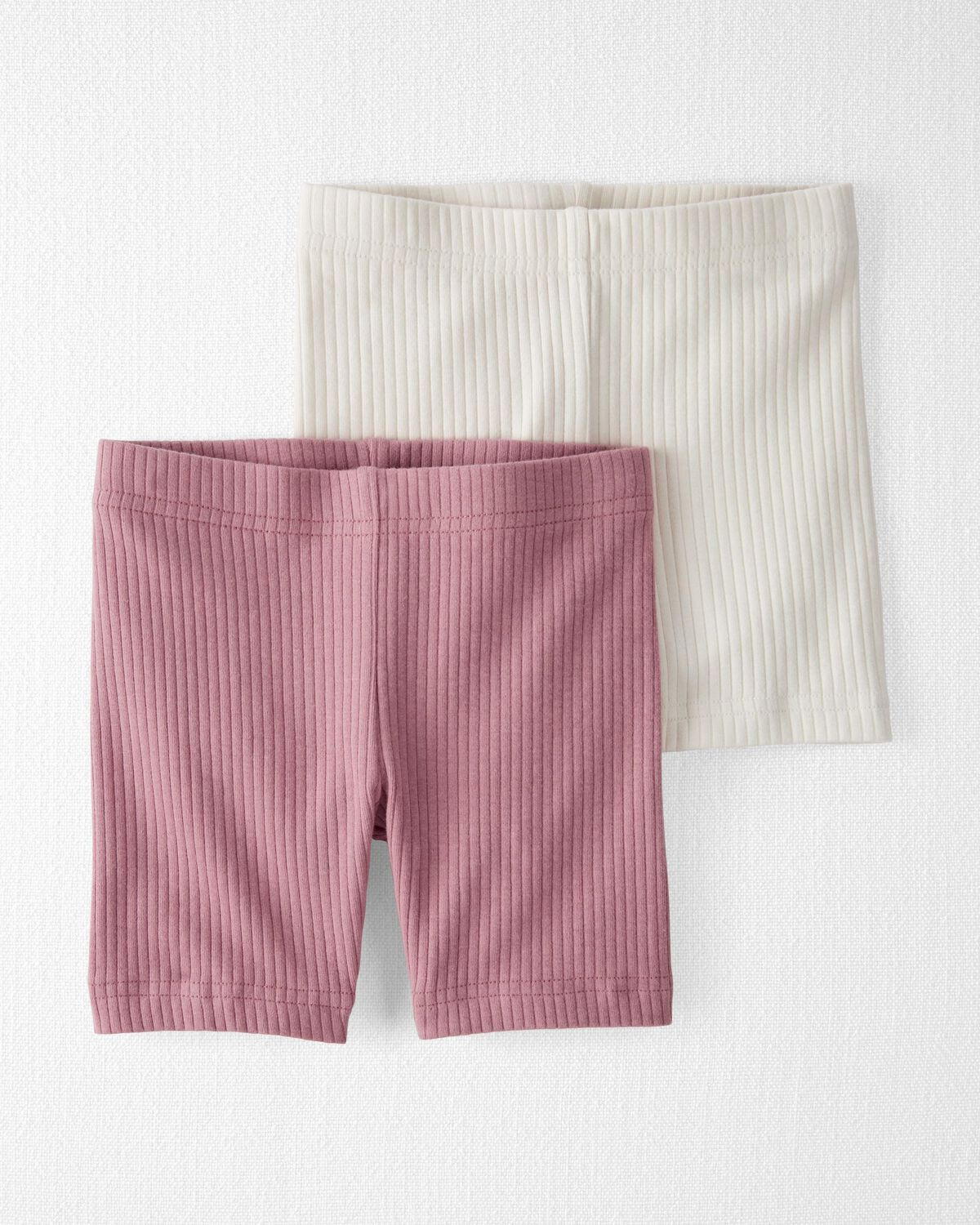 Blush, Sweet Cream Toddler Organic Cotton Ribbed Pedal Shorts | carters.com | Carter's