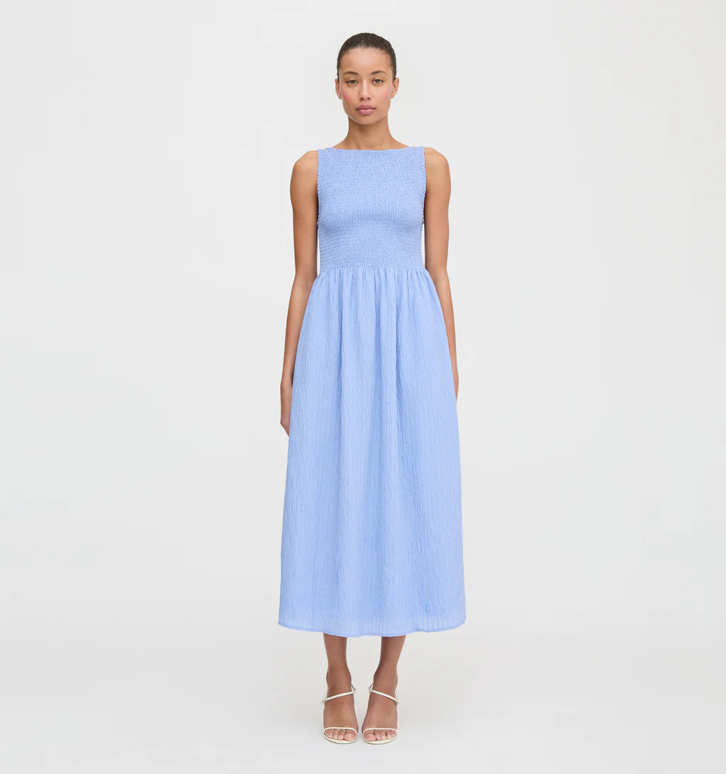 The Cosima Nap Dress - Bluebird Tonal Seersucker | Hill House Home US
