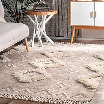 nuLOOM Moroccan Shag Fringe Wool Rug, 5' x 8', Beige | Amazon (US)