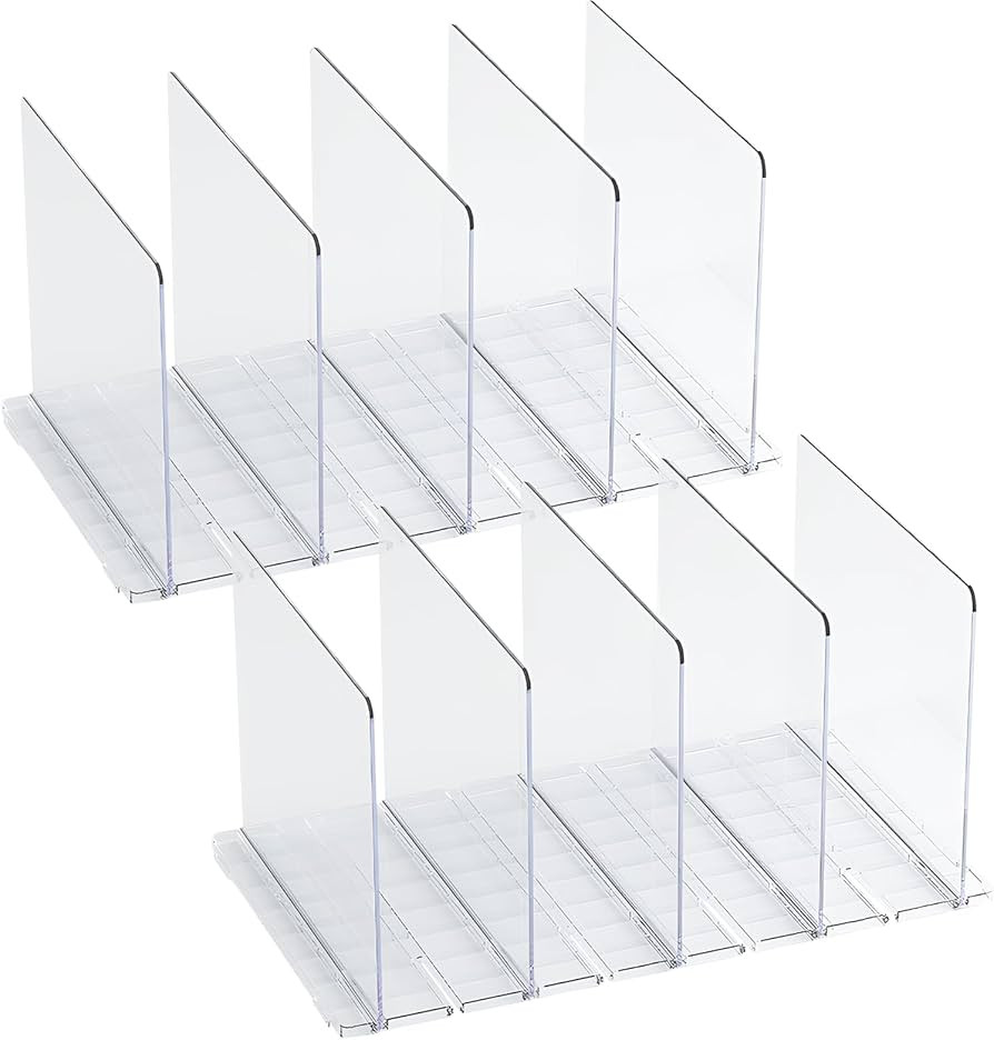 Purse Organizer for Closet, 10 Pack Adjustable Acrylic Shelf Dividers for Closet Organization, Cl... | Amazon (US)