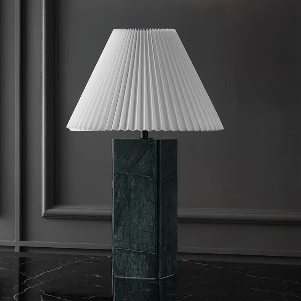 SAFAVIEH Couture Mackenzie Square Marble Table Lamp, Dimmable with LED Bulb - 16"W x 16"D x 25"H ... | Bed Bath & Beyond