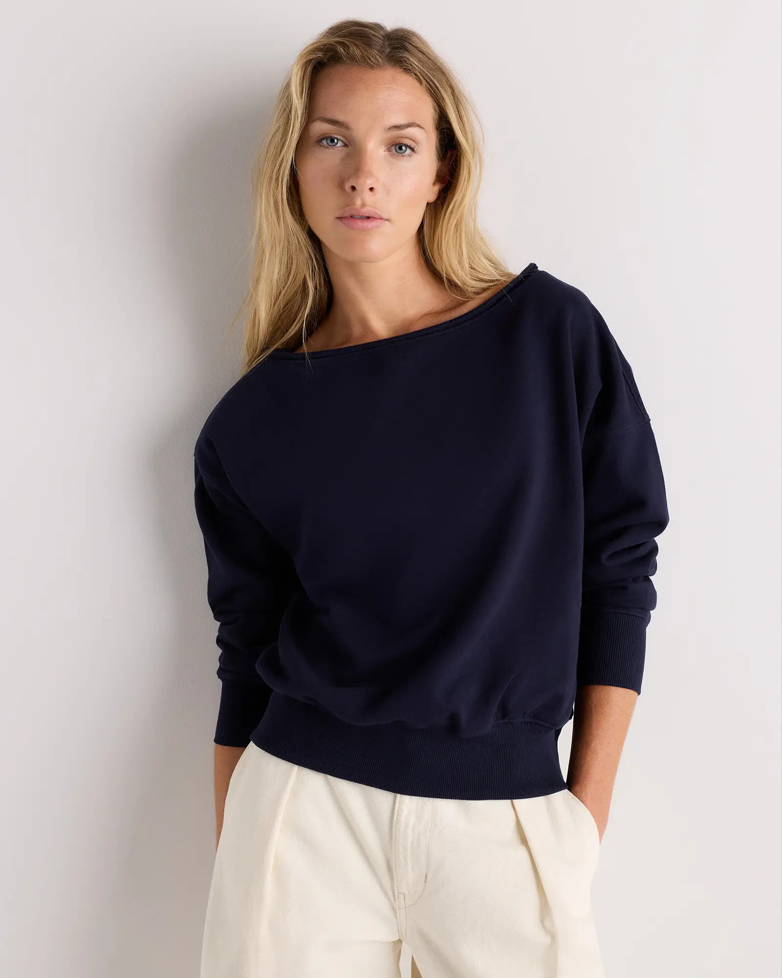 Organic French Terry Off-Shoulder Sweatshirt | Quince