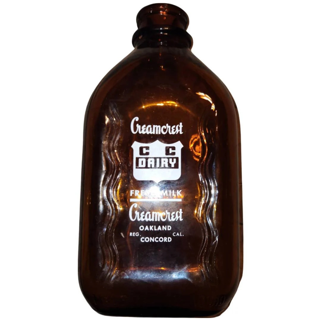 Amber Glass Dairy Fresh Milk Bottle Cream Crest Dairy Oakland Concord California Half Gallon Jug ... | Etsy (US)