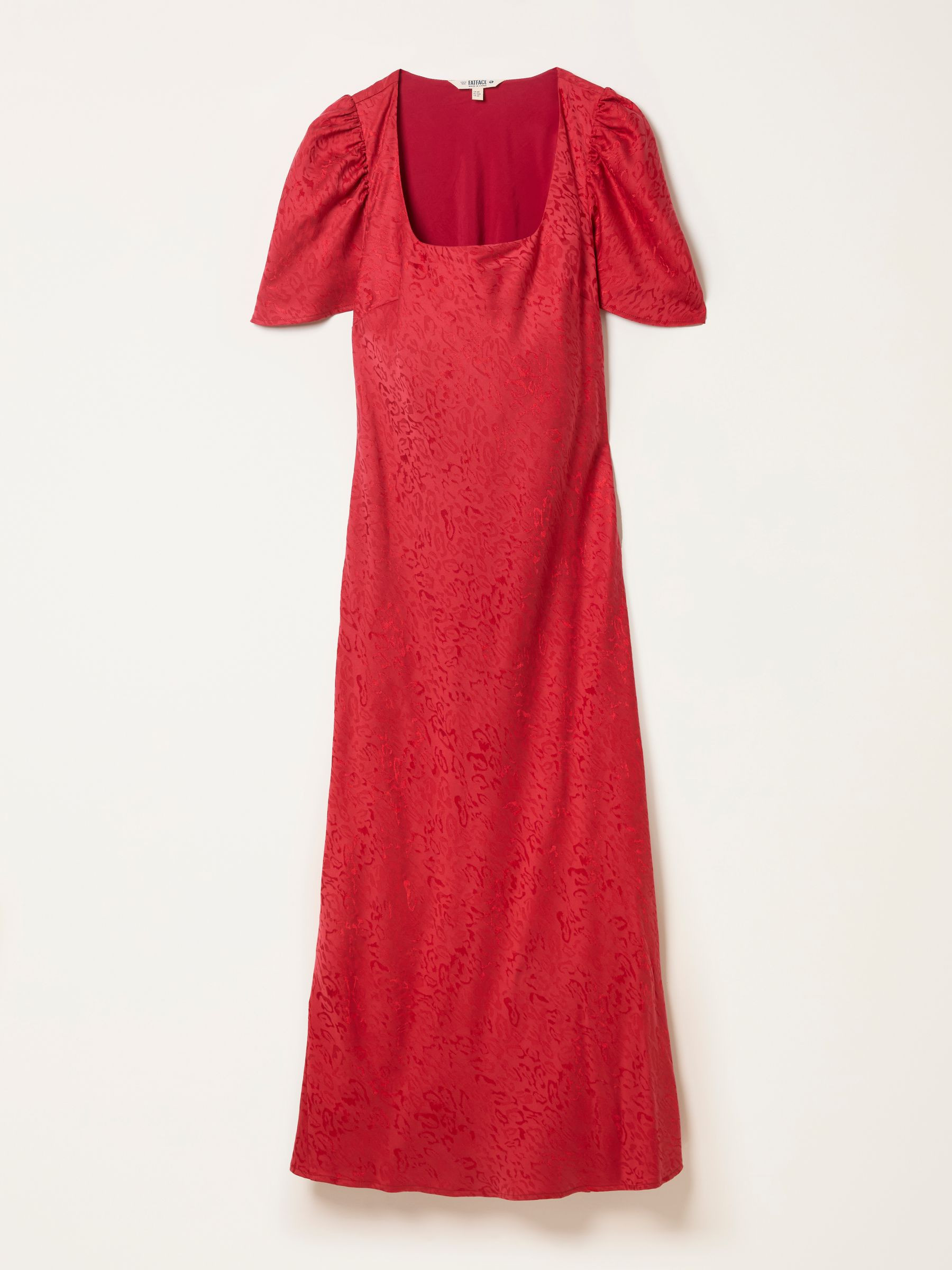 Luna Red Regular Square Neck Jacquard Midi Dress | FatFace | Fat Face
