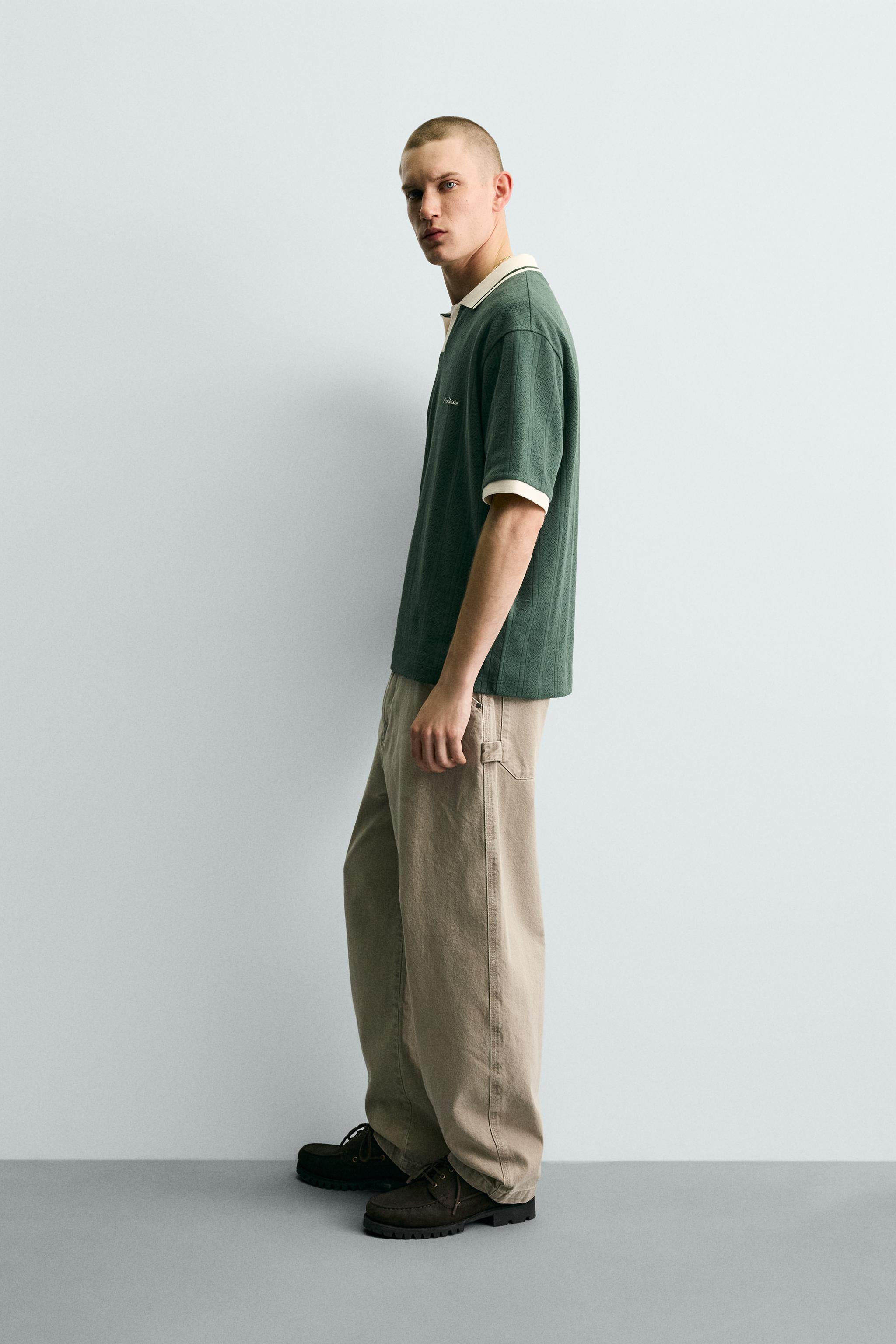 EMBROIDERED VERTICAL JACQUARD POLO | Zara US