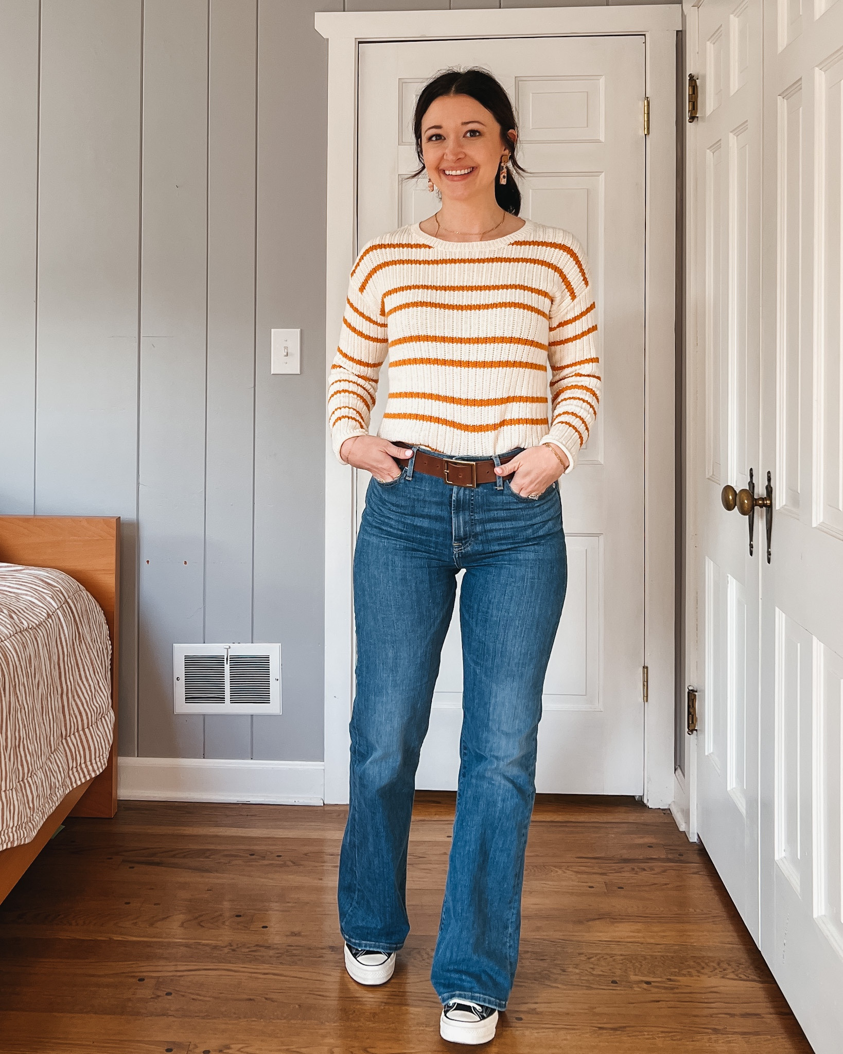 Fall capsule, day 3. Flare jeans + striped sweater are TTS

#LTKSeasonal #LTKunder100