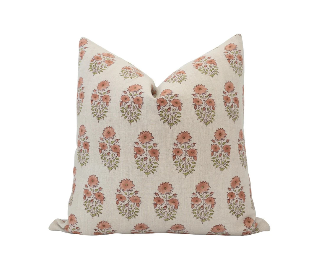 GRETA Floral Pillow Cover Neutral Floral Pillow Designer Linen Pillow Cover Farmhouse Floral Pill... | Etsy (CAD)