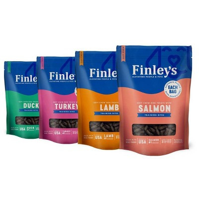 Finley's All Natural Soft Training Bite Variety Pack Chewy with Salmon, Duck, Turkey and Lamb Flavor Dog Treats - 4pk/64oz | Target