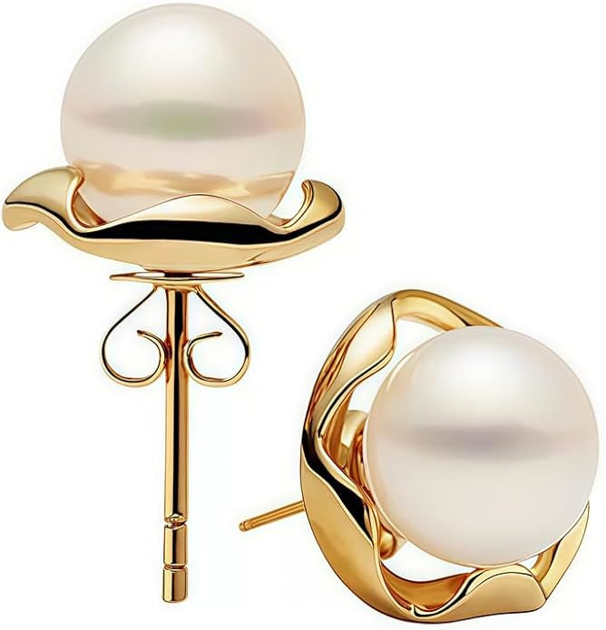 Fanmusic gold earrings for women -Stylish Gold-Plated Pearl Earrings,Hypoallergenic Women's Stud ... | Amazon (US)