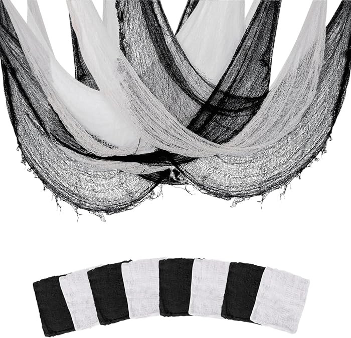 Halloween Creepy Cloth - 8 Pack (4 Black/4 White)- 76x30 Inch Cotton Gauze Fabric - DIY Spooky De... | Amazon (US)