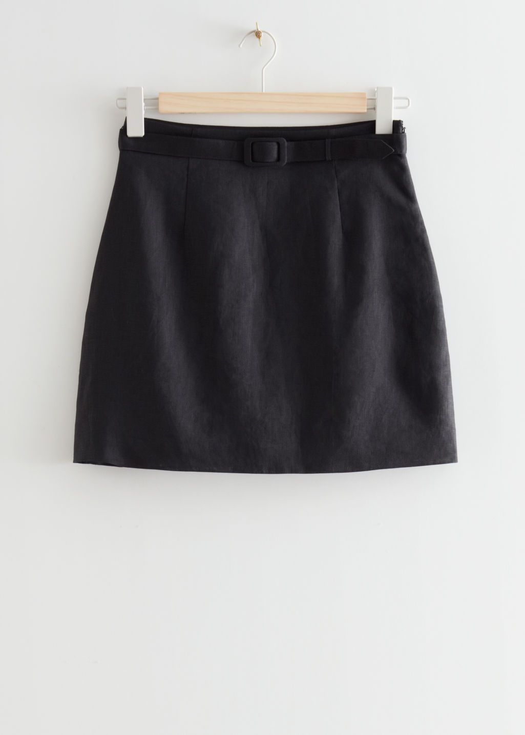 Belted Linen Mini Skirt - Black | & Other Stories US