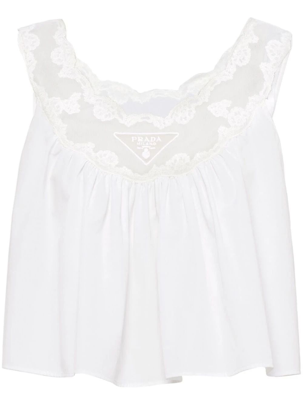 lace-trimmed cotton top | Farfetch Global