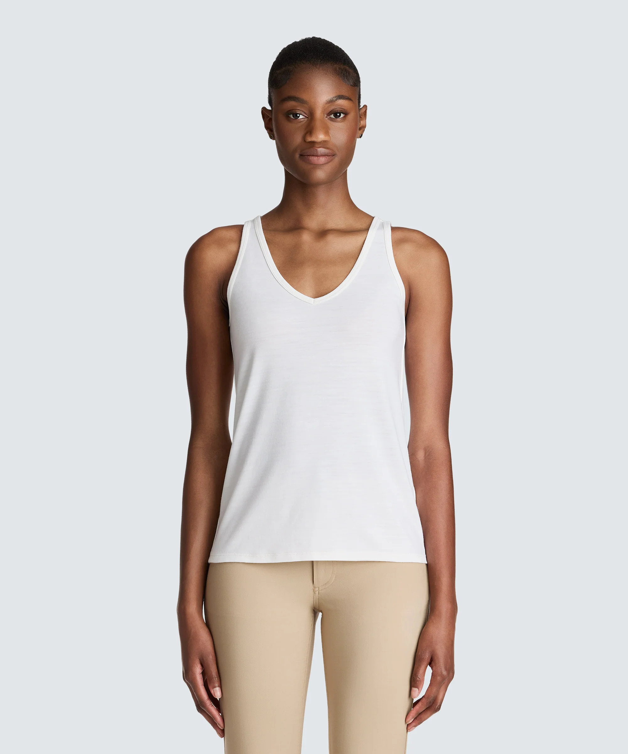 Women's Relaxed Merino V-Neck Tank - Ivory / L | Unbound Merino
