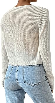 Verdusa Women's Drop Shoulder Long Sleeve Button Up Knit Cardigan Sweater | Amazon (US)