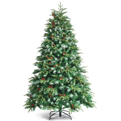 Tangkula 7FT Hinged Life-Like Christmas Tree W/ 450 LED Lights Pre-Lit Artificial Xmas Tree W/ 13... | Target