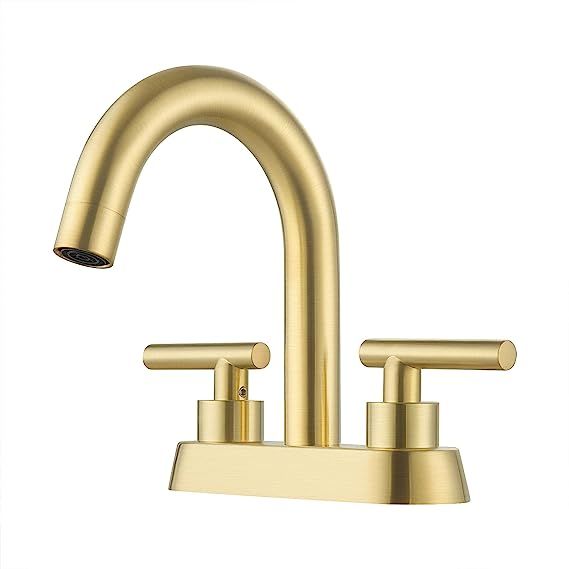 KES Brushed Gold Bathroom Faucet Modern 4 Inches Centerset Vanity Faucet Brass Construction Brush... | Amazon (US)