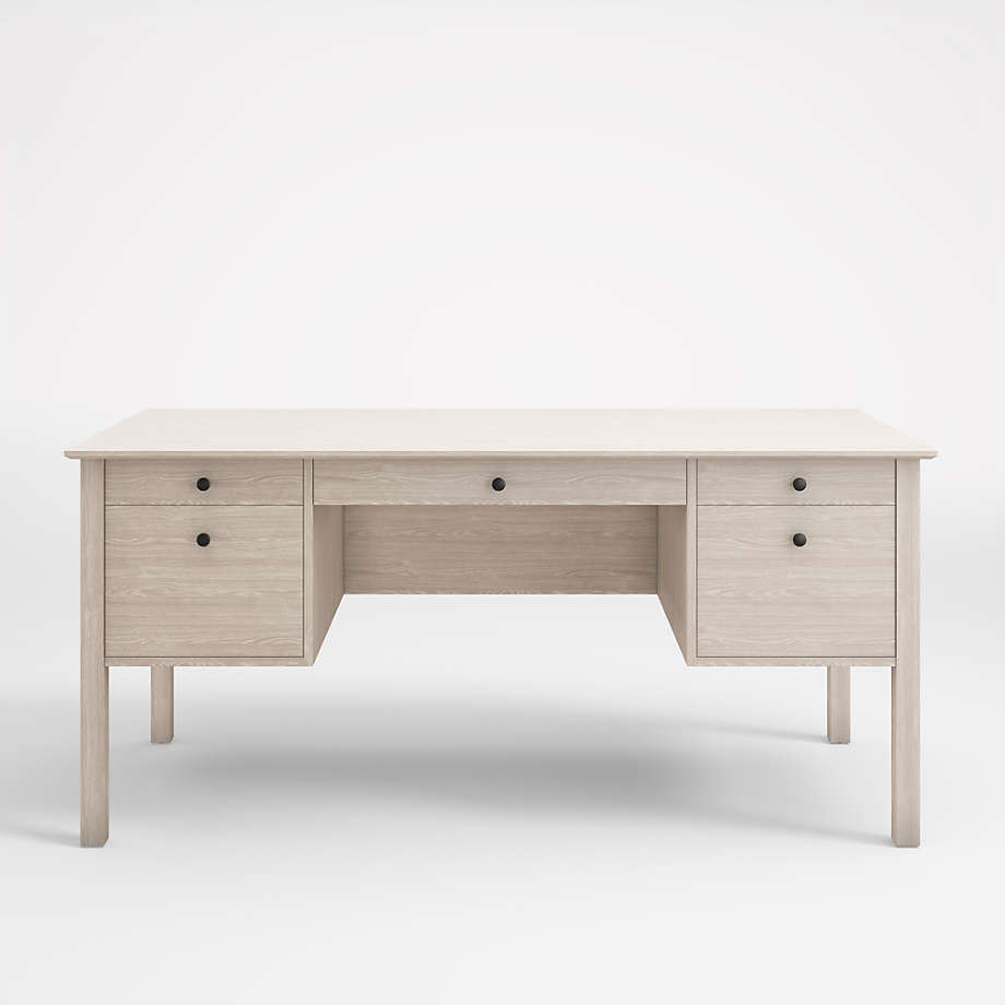 Ainsworth Pickled Oak Executive Desk | Crate & Barrel