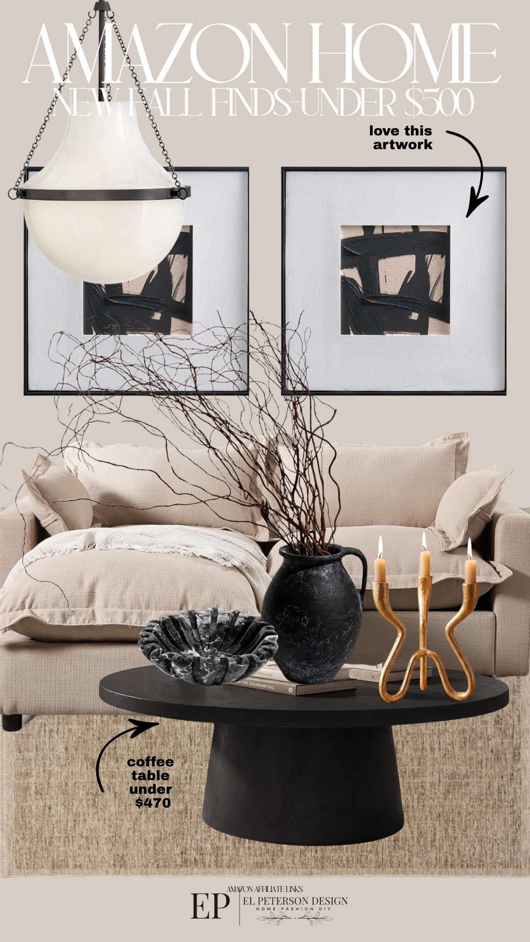 Amazon
Artwork
Pendant light
Sectional
Vase
Coffee Table
Bowl

#LTKHome
