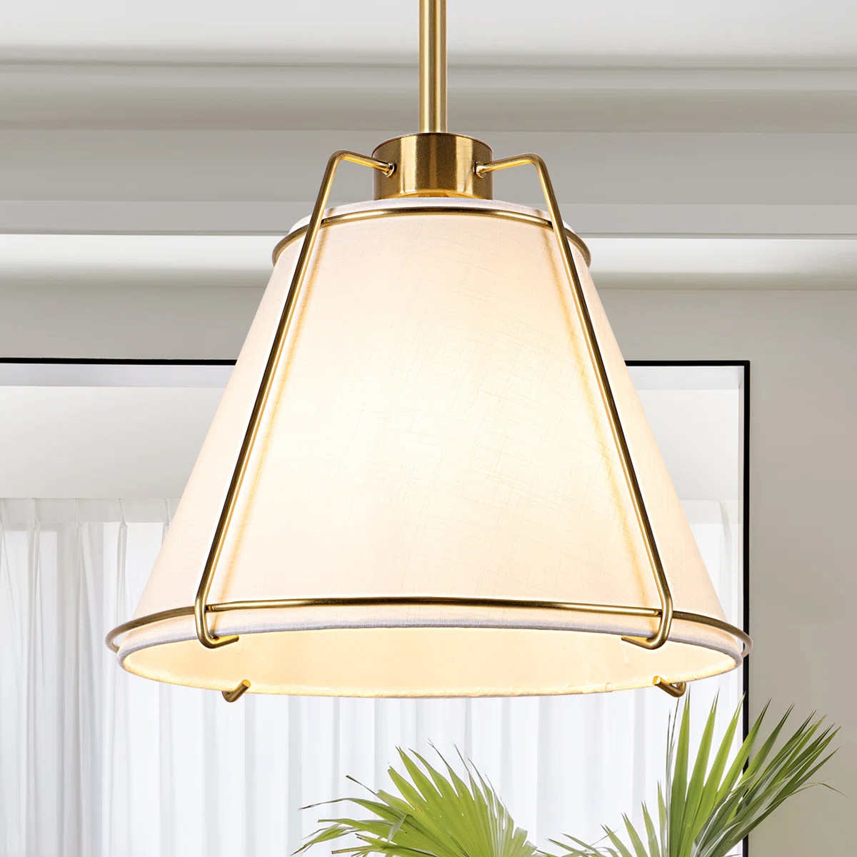 Leibuy 1 - Light Brass Pendant  Metal Chandelier Fabric Shade | Wayfair North America
